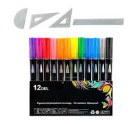 Générique Double Lined Outline Markers Set, Vibrant Shine Effect, Squiggles Shimmer Drawing Pens with Ink and Ruler, for Art, Writing, Greeting Cards, Crafts, 11.22 x 5.31 x 0.51 Inches