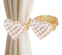 Générique Drapery Tiebacks - 2.05 inch 2 Pack Gold Curtain Tiebacks | Heart Shaped Pearl Curtains Fasteners | Elegant Bright No Drill Curtain Accessory for Living Room Bedroom. Lega di zinco, 140 g.