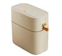 Générique Drawstring Trash Can, Lidded Dustbin, 11.02 x 5.91 x 11.42 Inches, Slim Compact, Lightweight, 8L Capacity, Waste Bin for Indoor, Home, Kitchen, WC, Dorm, Desk, Laundry, Bathroom