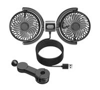 Générique Dual Head Car Fan, Power Backseat Cooling System, 5 V USB Fan with Quiet Motor, Adjustable Speed ABS Fan, Travel Cooler with 360 Rotazione, Vehicle Accessory for Kids