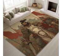 Générique Durable - Tappeto orientale a tema guerra morbido, stile cinese storico, non perde i suoi peli generali, cavallo da guerra, soldati, bandiere, 50 x 80 cm, corridoio d'ingresso