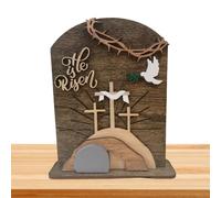 Générique È un segno da scrivania religioso in legno di Risen, decorazione in legno molto e artigianale, pezzo del centro di tavolo cristiano per la chiesa, il posto di lavoro e la mensola della