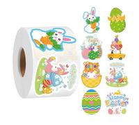Générique Easter - Adesivi per bambini, 500 pezzi, adesivi autoadesivi Egg Decals, impermeabili per coniglietti con motivi colorati, divertenti e decorativi, per carte di compleanno