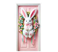 Générique Easter Bunny Door Cover - for Evaluation | Spring Cute Happy Home Decor with Resilient Fabric Sl oor Banner for Offices, Home and Professional School Dormitory Garden Utility