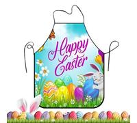 Générique Easter Cooking Apron, Adjustable Kitchen Smock, Full Length with Bunny Egg Floral Prints, Cotton Blend Protective Wear, Ladies with Pocket Design, Apron for Gardening and Baking, stile 2, Se