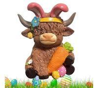 Générique Easter Cow Statue - Resin Rustic Animal Statua Decoration | Cute Cow Sculptures for Spring Kitchen Living Room Entrance Desk Shelf Tiered Tray