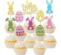 Générique Easter Cupcake Toppers - 24 pezzi Bunny Rabbit and Egg Dessert Decorations | Glitter Cake Picks, Primavera Party Supplies, Holiday Food Picks for Kids Birthday Brunch Celebration