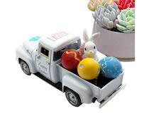 Générique Easter Decor - Farm Style Truck Model, Bunny and Egg Display with Hand Painted Details and Rustic Design, Ideal for Table Dorm Porch Living Room Home Kitchen Mantel Holiday Decoration