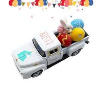 Générique Easter Farm Truck Decor, Bunny Egg Display Ornament, Spring Table Decoration for Seasonal Farmhouse Style, Mini Pickup with Easter Basket Eggs, Holiday Tabletop Accent Piece