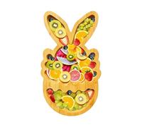 Générique Easter Plate - Wood Cute Divided | Bunny Serving Tray For Candies Snacks Fruit Nuts Pistachios Cherries | Festive Holiday Party Table Decor