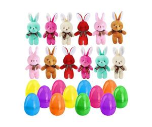 Générique Easter Prefilled Eggs - Ready to Use Easter Eggs Set | Plush Stuffed Bunny Pendant for Kids Boys Girls Family Gathering Holiday Event Preschool Spring Celebration Party Favor Basket Stuffer