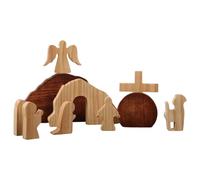 Générique Easter Resurrection Scene Set, Christian Table Centerpiece, Wooden Empty Tomb Statue, Holiday Desktop Ornament, Symbolic Religious Decoration for Home, Church, and Celebrations