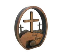 Générique Easter Resurrection Scene Set, Wooden Christian Tiered Tray Kit, Handcrafted Jesus Nativity Display, Religious Catholic Table Decor, Inspirational Church Decoration, Faith-Based Home Accent