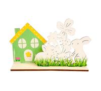 Générique Easter Table Sign, Wood Easter Bunny, Easter Bunny House, Easters Decorations Wood Bunny House Perfect for Tabletop Centerpieces and Festive Holiday Decoration Your Dining Table Or Bedside