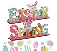 Générique Easter Tabletop Sign, Bunny GNOME Wooden Sign, Tiered Tray Decor, 2 x Desk Easter Decorations, tavolo Centerpieces with Colorful Letters, Perfect for Home Decoration and Spring