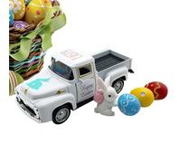 Générique Easter Tiered Tray Decor - Truck Model with Eggs Bunny Mini Farmhouse Vintage Truck for Home Kitchen Mantel Office Dorm Porch