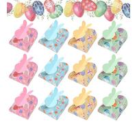 Générique Easter Treat Boxes - 12 pezzi Packaging Containers, Rabbit Lock Design with Secure Closure & Festive Presentation Features for Cookie, Food, Toy and Craft Party Picnic Festival