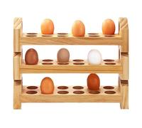 Générique Egg Holder, Counter Egg Rack, 3-Tier Wooden EggOrganizer, Stackable Walnut Storage Tray for Kitchen Display, Large Farmhouse Decor for Fresh Eggs Apartment Restaurant Home Use