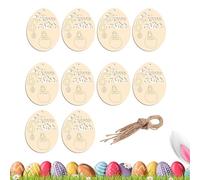 Générique Egg Wooden Pendants - 8 x 6 cm Easter Eggs Paintable Pendants | Easter Pendant 10 pcs Unfinished Hollow Ornament - DIY Hand Painted Craft - with Hanging Rope | Kids Art Home Decor Party
