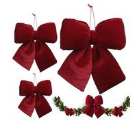 Générique Elegant Velvet Bows - Red Christmas Ornaments for Holiday