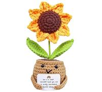 Générique Emotional Supporto Sunflower, Knitted Crochet Doll, Motivational Desk Accessory, Cute Home Decor Handmade for Car Dashboard, Desk or Home Use, 5,51 x 2,36 x 2,36 pollici