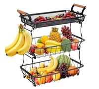 Générique Espositore per frutta - Cesto per frutta a 3 livelli per piano di lavoro cucina, cestino in metallo con portabanane per accessori cucina organizzazione conservazione alimenti verdure