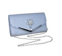 Générique Evening Purses, Wedding Handbag, Compact Storage Pouch, 9,45 x 5,12 x 1,97 pollici, chiusura magnetica, Detachable Chain Strap, Ideal for Parties, Formal Events, Silver/Black/Gold, argento