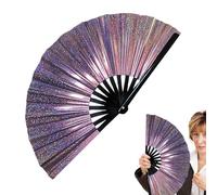 Générique Fan Popping Dance, Foldable Reflective Performance Prop, Holraphic Fantasy Hand Fan with Loud Effect, Lightweight Festival Accessory for Carnival, Music Festivals, Outfits