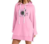 Générique Felpa con cappuccio a maniche lunghe da donna a tema sensibilizzazione al cancro al seno con stampa lettere per uso quotidiano, stile casual e attività di prevenzione, Rosa, XXL