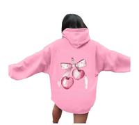 Générique Felpa con cappuccio a maniche lunghe da donna con tasche stampate Lettera casual Pullover abbigliamento urbano alla moda confortevole e calda autunno inverno quotidiano, Rosa, L