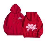 Générique Felpa con cappuccio corta da donna, pullover Oversize Carino da donna, rosso, 4XL