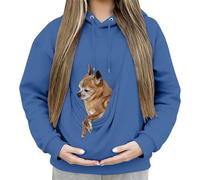 Générique Felpa con cappuccio da donna, con cappuccio, a maniche lunghe, invernale, calda, a buon mercato, alla moda, ampia felpe con tasca canguro per indossare un gatto maglione di grandi dimensioni