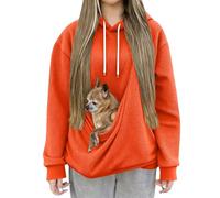 Générique Felpa con cappuccio da donna, con cappuccio, a maniche lunghe, invernale, calda, a buon mercato, alla moda, ampia felpe con tasca canguro per indossare un gatto maglione di grandi dimensioni