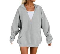 Générique Felpa con cappuccio da donna, con cappuccio, leggero, a maniche lunghe, casual, tinta unita, elegante, elegante, elegante, ampia e confortevole, con cerniera con tasche