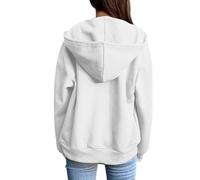 Générique Felpa con cappuccio da donna con zip corta, cappuccio da donna, con cappuccio a maniche lunghe, con cappuccio casual, alla moda, confortevole, tinta unita, cardigan chic ed elegante
