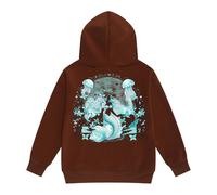 Générique Felpa con cappuccio da ragazza, stampa oceano, con cappuccio invernale oversize e alla moda, abbigliamento casual, per il tempo libero quotidiano e il tema dell'oceano, marrone, 1-2 anni