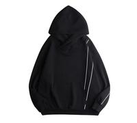 Générique Felpa con cappuccio da uomo Baggy con tasche con cappuccio Ninja misterioso a coprire il viso felpe uomo tinta unita con collo alto felpe di disturbo d'ansia sociale alla moda, Nero , M