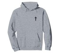 Générique Felpa con cappuccio da uomo con cappuccio casual con stampa piccola croce religione cristianesimo confortevole manica lunga streetwear shirt uomo confortevole, grigio, XL