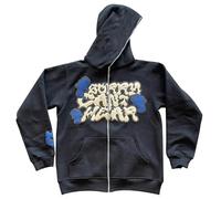 Générique Felpa con cappuccio da uomo con lettere stampate Y2k stile americano Giacca per il tempo libero con cerniera Streetwear a maniche lunghe Giacca da jogging da allenamento, Nero , XXL