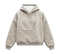 Générique Felpa con cappuccio oversize da donna con tasca a marsupio e stampa leopardata, maniche lunghe, stile maglione alla moda, perfetto per gli amanti degli animali