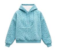 Générique Felpa con cappuccio oversize da donna con tasca a marsupio e stampa leopardata, maniche lunghe, stile maglione alla moda, perfetto per gli amanti degli animali