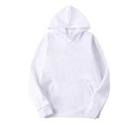 Générique Felpa da donna slim con cappuccio, in velluto artificiale, maniche lunghe, con tasche, per l'inverno e l'autunno, bianco, 5X-Large