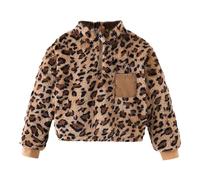 Générique Felpa da ragazza - Felpa per il tempo libero a maniche lunghe per ragazze con stampa leopardata con zip Top Pullover Camicie con bottoni in seta per ragazze bianche