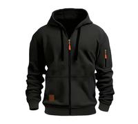 Générique Felpa da uomo con cappuccio con zip e giacca da uomo sportiva casual e confortevole, cappotto classico a maniche lunghe con cappuccio lungo con cappuccio, A-le nero, S