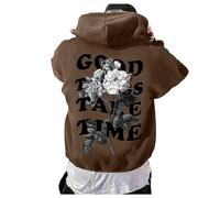 Générique Felpa da uomo con cappuccio, felpa da uomo a maniche lunghe girocollo con cappuccio sportivo stampato alla moda casual felpa con tasca a taglio ampio Pullover