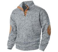 Générique Felpa da uomo in Micro Fleece in pile a maniche lunghe Calda maglia della tuta e chiusura lampo French Terry Felpa in cotone Pullover Autunno Inverno, Grey#6, XL