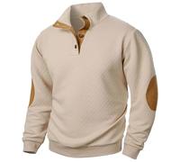 Générique Felpa da uomo in Micro Fleece in pile a maniche lunghe Calda maglia della tuta e chiusura lampo French Terry Felpa in cotone Pullover Autunno Inverno, Khaki#4, XL