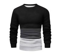 Générique Felpa da uomo senza cappuccio a collo rotondo con mix di colori per uno stile minimalista e casual in autunno inverno maglione caldo da uomo confortevole e alla moda per le uscite, Le Noir