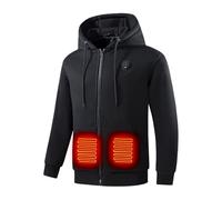 Générique Felpa Riscaldante Uomo Donna Illuminazione Pulsanti Petto 5 Zone Riscaldamento USB Elettrico Cappotto Riscaldante Maglione Inverno, Le Noir #1, XXL