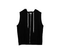 Générique Felpa senza maniche da donna, con cappuccio, leggero, con cerniera, con coulisse, con cappuccio, casual, per uso quotidiano, cappotti per la casa, tinta unita, Nero , XL